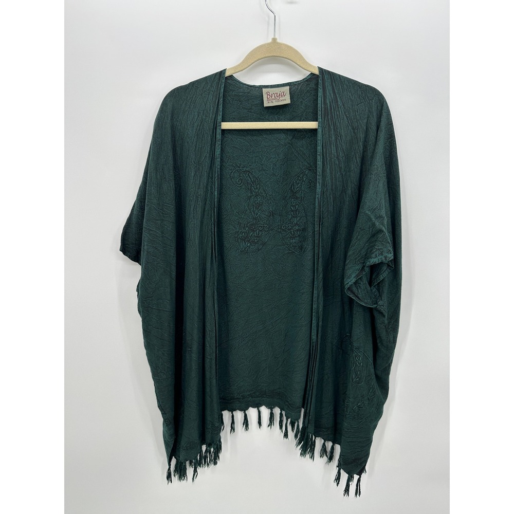 Braja Boho Fringe Kimono Cardigan One Size Festival Indie Sleeze Grunge Fringe‎